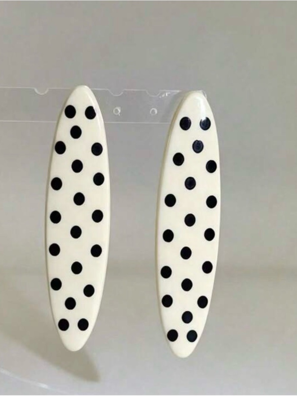 Black Polka Dot White Oval Drop Earrings - Classic Women Jewelry